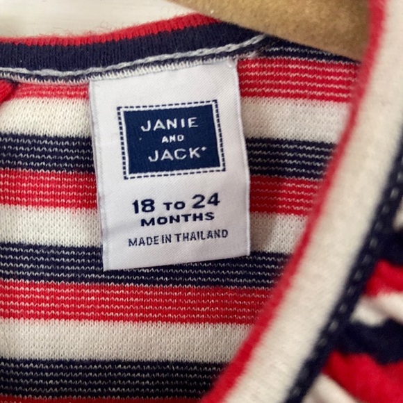 EUC Janie and Jack Toddler Girls Red White Blue Stripe Dress size 18-24m - Picture 4 of 5